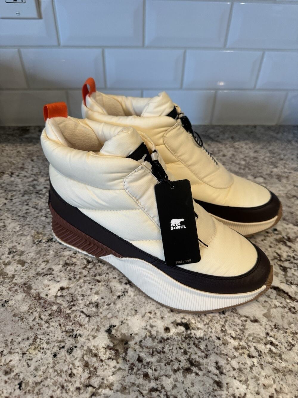 Sorel Waterproof Ankle Snow Boots NL4943-191 Cream Brown Zip Hand Crafted 11
